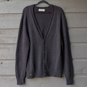 Sheep Inc Espresso Brown 100% Ultra Fine Merino Wool Boyfriend Cardigan Large